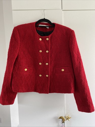 Zara red boucle tweed blazer - red,