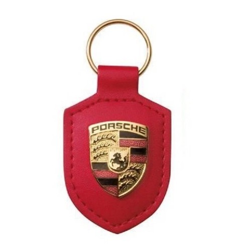 Red porsche crest leather - porsche,