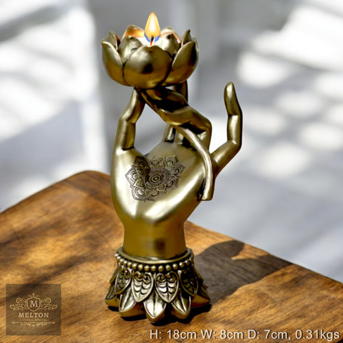 Golden hand tealight holder - tealight,