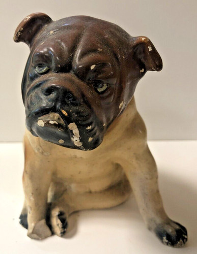 Vintage chalkware bulldog - vintage,
