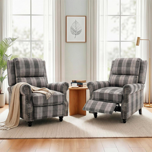 Tartan fabric recliner - tartan,