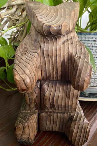 Wooden brown bear wood carved - wood,