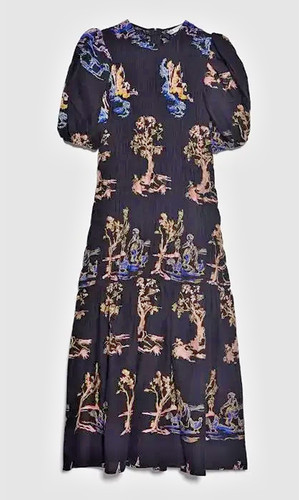 Zara black embroidered ruched - zara,