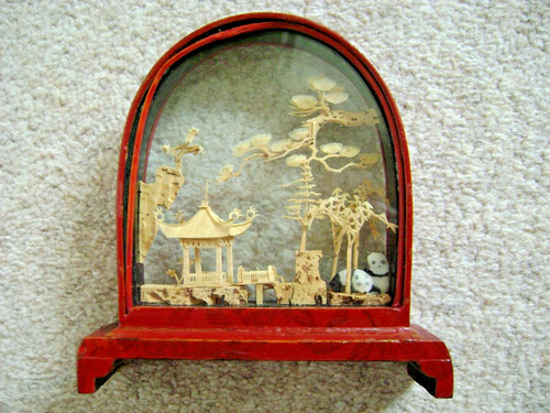 Hand carved cork diorama - carved,