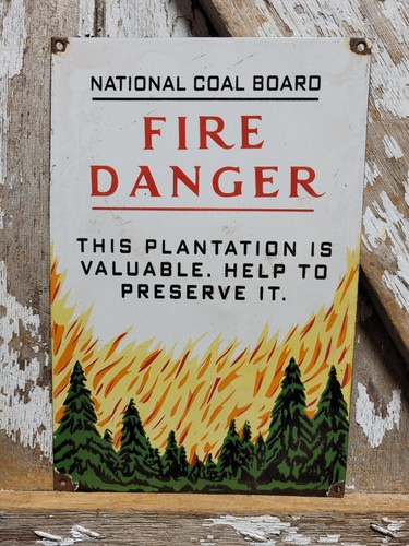 Vintage fire danger porcelain - fire,