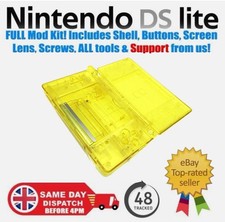 Clear Yellow Replacement Shell Housing FULL MOD KIT Nintendo DS Lite 🇬🇧 48Hr