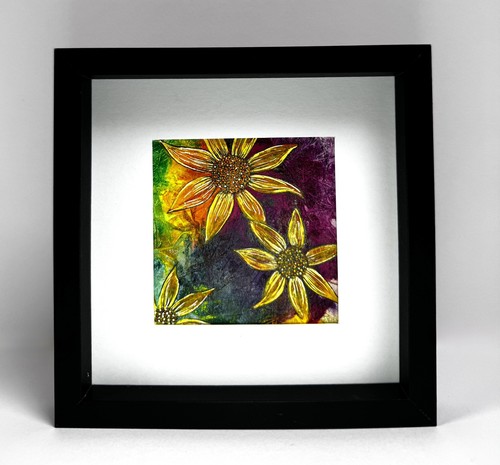 Sunflowers original art framed - sunflowers,