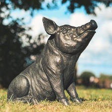 Rustic Pig Garden Sculpture -