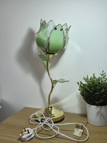 Vintage 80s green glass lotus - vintage,