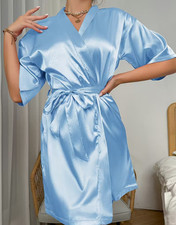 Blue Satin Silk Robe Wedding