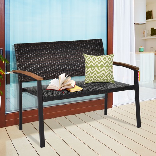 Outdoor rattan wicker loveseat - rattan,