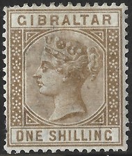 Gibraltar 1886-87 QV 1s Bistre