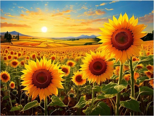 Tile mural sunflower field - tile,