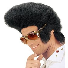 Mens Black Rock'N'Roll King Wig 1950s