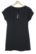 COP COPINE Chiloe Dress Women's (EU) 40 Short Sleeves Textured Blue Mini