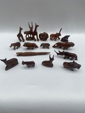 16 Wooden Animals African Hand carved Animals 1.5-2”