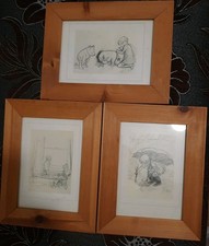 Winnie-the-Pooh Selection Of 3 Medium Size Wooden Frame With Hand Sketch.