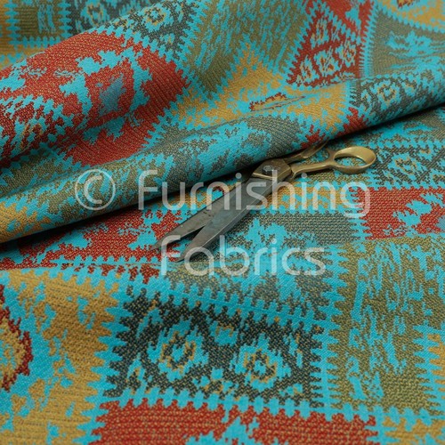 Kilim patchwork chenille teal - kilim,