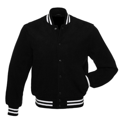 Black wool letterman college - wool,