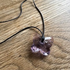 Swarovski Purple Butterfly Pendant On Cord Perfect Condition