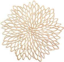 PVC Placemats Sets of 4 round Leaf Place Mats Washable Heat Resistant Vinyl Tabl