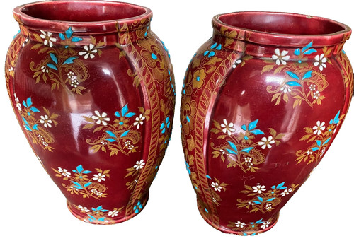 Gien 1875 pair vases - gien,