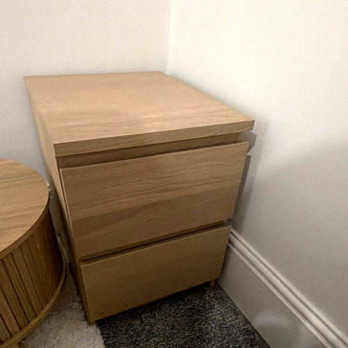 Light wood bedside table with - wood,