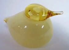 Oiva Toikka Glass Bird Yellow Kuulas by Iittala Finland Sculpture, Puffball