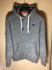 Men's  Very Warm Thick Grey Superdry Orange Label Hoodie, Size XL
