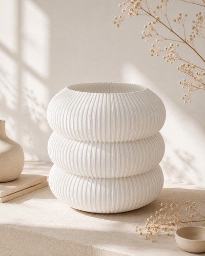 Ribbed fluted flower - flower, vase