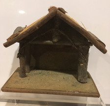 Antique Nativity Wood Manger