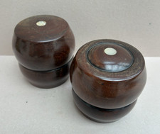 2 ANTIQUE TURNED WOOD BARREL