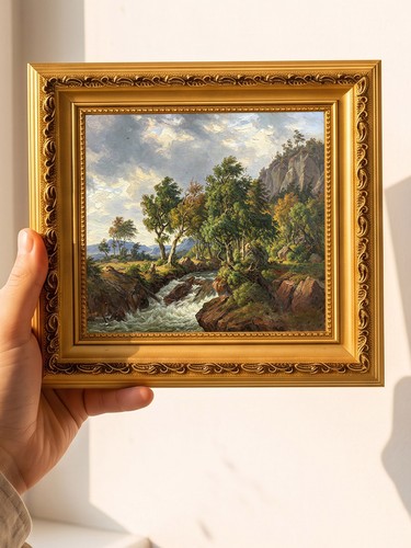 Vintage rocky stream oil - vintage,