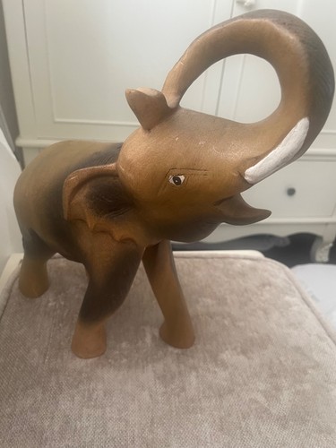 Carved real wood elephant - carved,