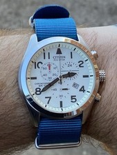 CITIZEN H500 ECO-DRIVE PILOT / AVIATOR STYLE CHRONOGRAPH WATCH - CREAM DIAL