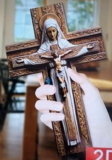 MARY & CHRIST Design WOODEN CRUCIFIX CROSS 2D Wall Decor Nice Gift 30x20x0.2cm 