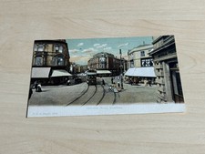Early 1900s F.G.O. Stuart Postcard Osborne Road, Southsea Tram People Busy Scene