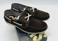 SUPERDRY Mens Boat Shoes Classic Brown Leather UK-8 Smart Deck Loafer Travel £69