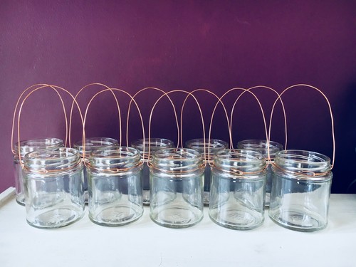 Hanging glass jar tea light