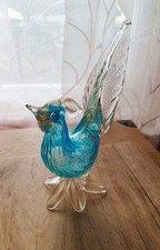 1950s Murano Gold Aventurine and Sky Blue Glass Pheasant