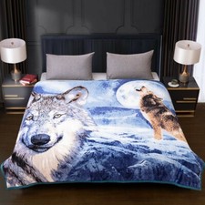 3D Design Blue Wolf Faux Fur