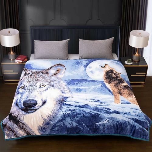 Design blue wolf faux - blue,