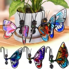 3x Metal Art Butterfly Vase Hugger Flower Pot Edge Hanging Figurines Decorations