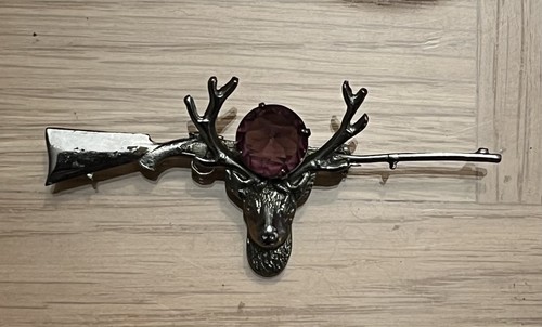 Vintage silver tone - , stag
