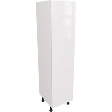 Fully Assembled 500mm Kitchen Tall Larder Unit With Plain Slab Gloss White Doors