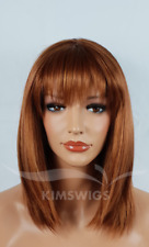 LADIES WOMENS GINGER MIX HEAT RESISTANT RAZOR CUT SHOULDER LENGTH WIG UK