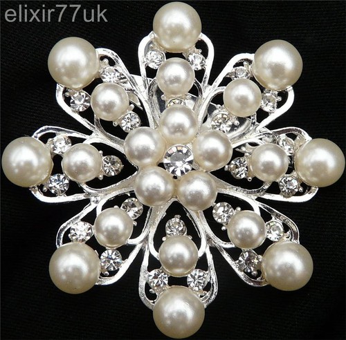 Silver faux pearl flower - pearl,