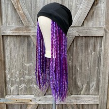 Royal Amethyst Wool Dreadlock Hat Wig - 20 Inches - Dread Wig - Hippie Style