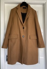 Zara Woman Camel Brown Wool Blend Jacket Coat Size M Medium 10 12 