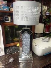 Mirrored Table Lamp Shade Crushed Diamond Crystal Shaped Crystal Sparkly Mirror